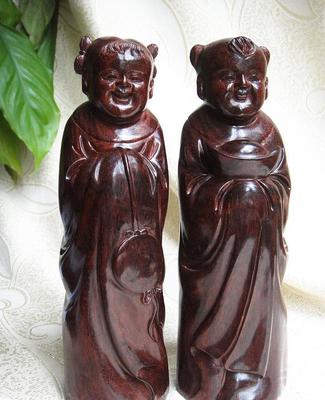 木檀世家紫檀金童玉女?dāng)[件 匠心與吉祥的完美融合